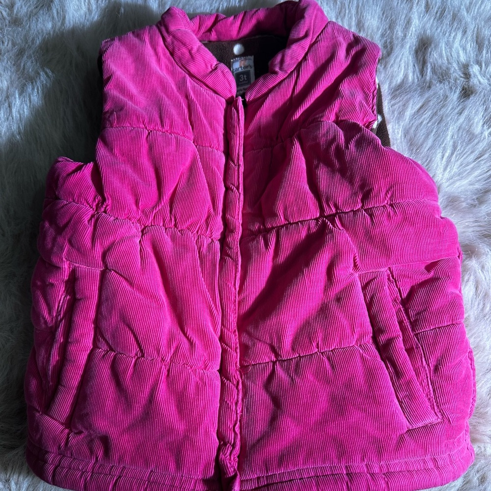 CARTER’S Toddler Girl Pink Corduroy Puffer Vest | Size 3T